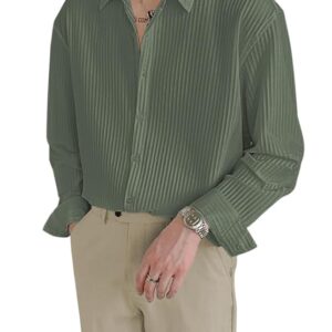 GRECIILOOKS Men's Formal Button Down Shirt – Slim Fit Polycotton Shirt's for Men | Textured Full Sleeve| Business & Meeting Ready (Available in Plus Size and Combo Pack of 2)